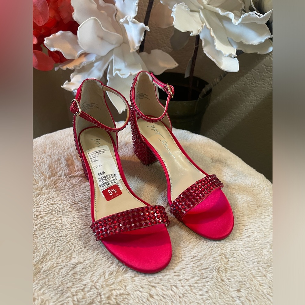 Red Betsy Johnson Rhinestone sandals
